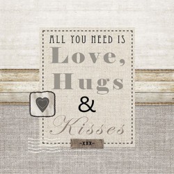 LOVE, HUGS & KISSES 33X33CM...