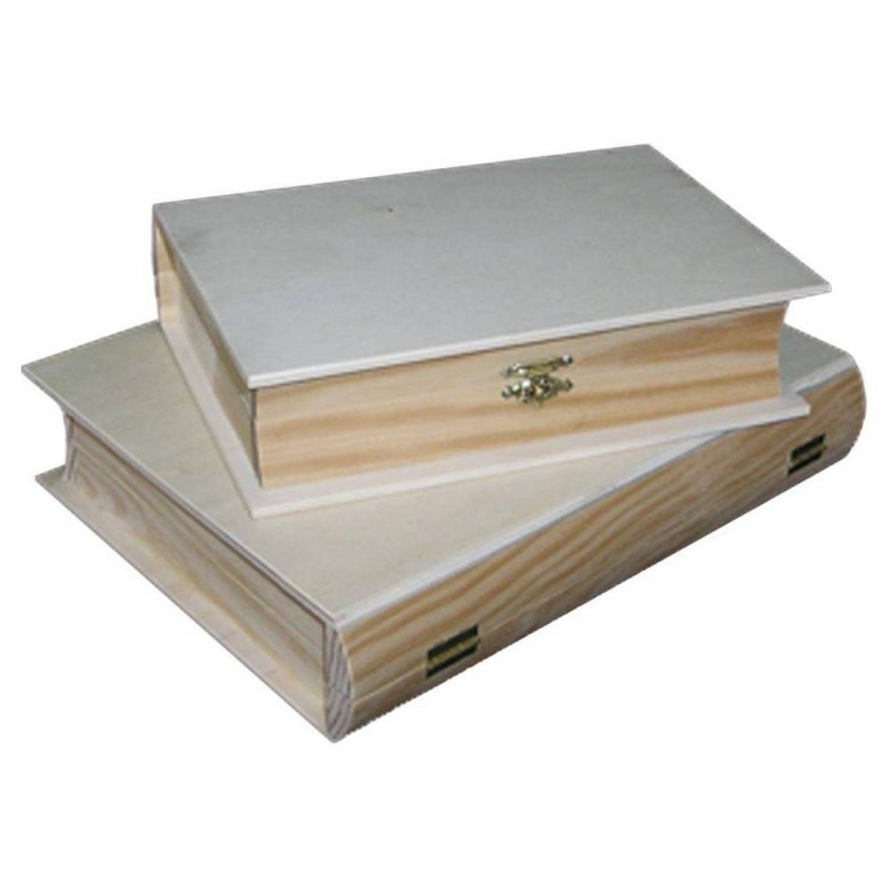 Caja de madera con forma de libro