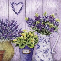 SERVILLETA 33X33CM 20UND. Lilac Flowers with Heart