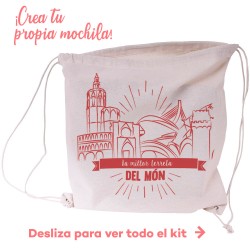 Mochila más lámina de sublimación, crea tu propia mochila con el skyline de Valencia.