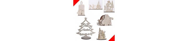 Elementos de madera para decoración navideña